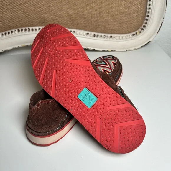 Ariat Women's Cruiser Palm Brown Suede Serape Mesh Slip On Shoes Loafers Sz 7.5 - Picture 11 of 16